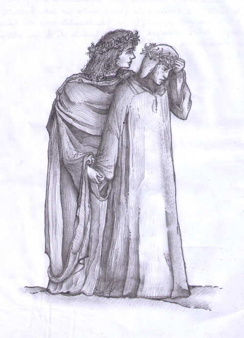 asteroommatos:did a redraw of a Gustave Dorè’s incision, Dante and Vergil in the eighth circle of He