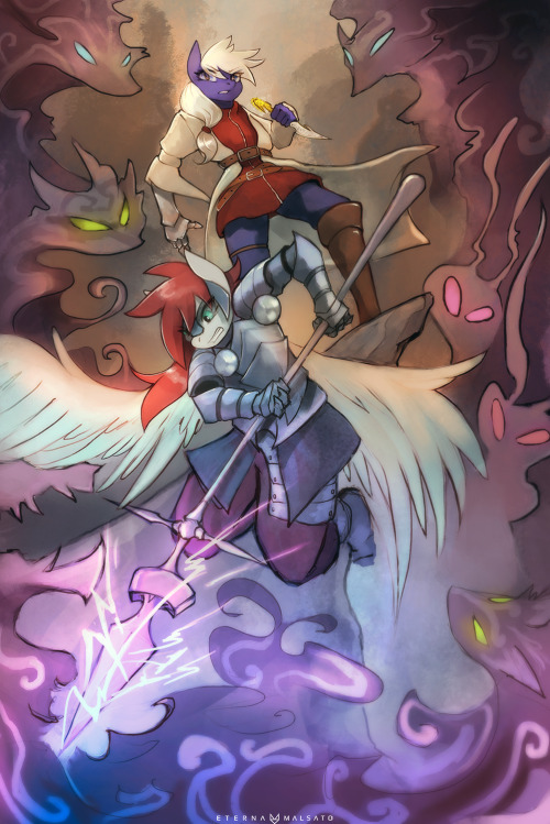 Commission for GrimRubixBtw, those shadowy animals they are fighting are from mlp comics