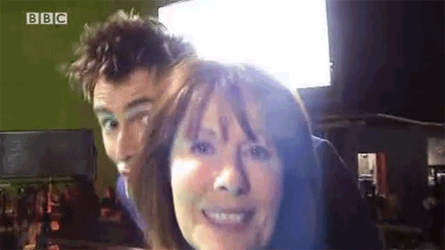 mizgnomer: Man-child David Tennant making funny faces at the camera (Doctor Who behind-the-scenes).&