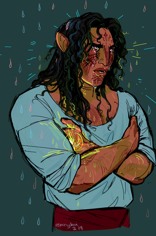 somethin loose to beat back an art funk :’~) he’s upset because the well of sorrows tasted like mtn dew baja blast (plus now it...