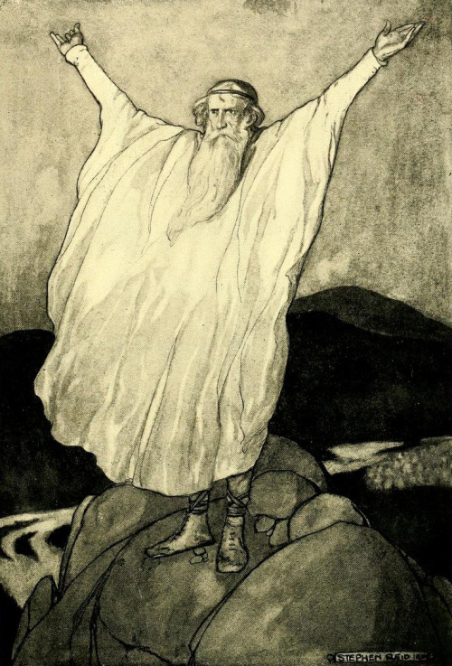 walpurgishall:  Stephen Reid “The Druid Sencha Gives the Men of Ulster the Signal for Battle”
