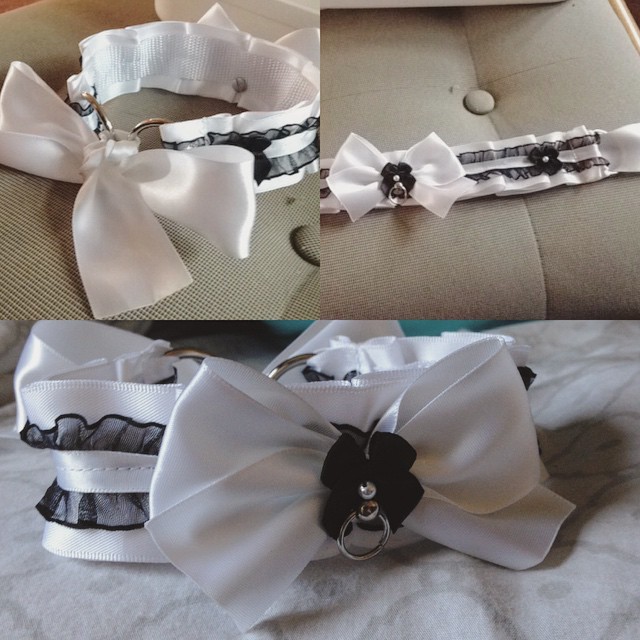 littlebs-boutique:  One of my lovely promoter’s custom “maid” collar! *.^