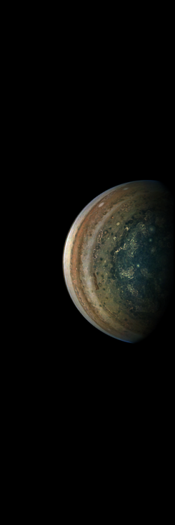 Jupiter in the rearview mirror. In the final minutes of a recent close flyby, Juno captured a depart