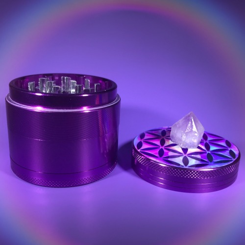 iridescent & holo purple flower of life crystal herb grinder ( •⌄• ू )✧available here *:･ﾟ