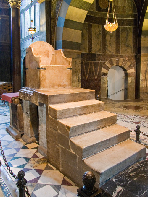 Throne of Charlemagne in Aachen. Until 1531, it... - Museum of artifacts