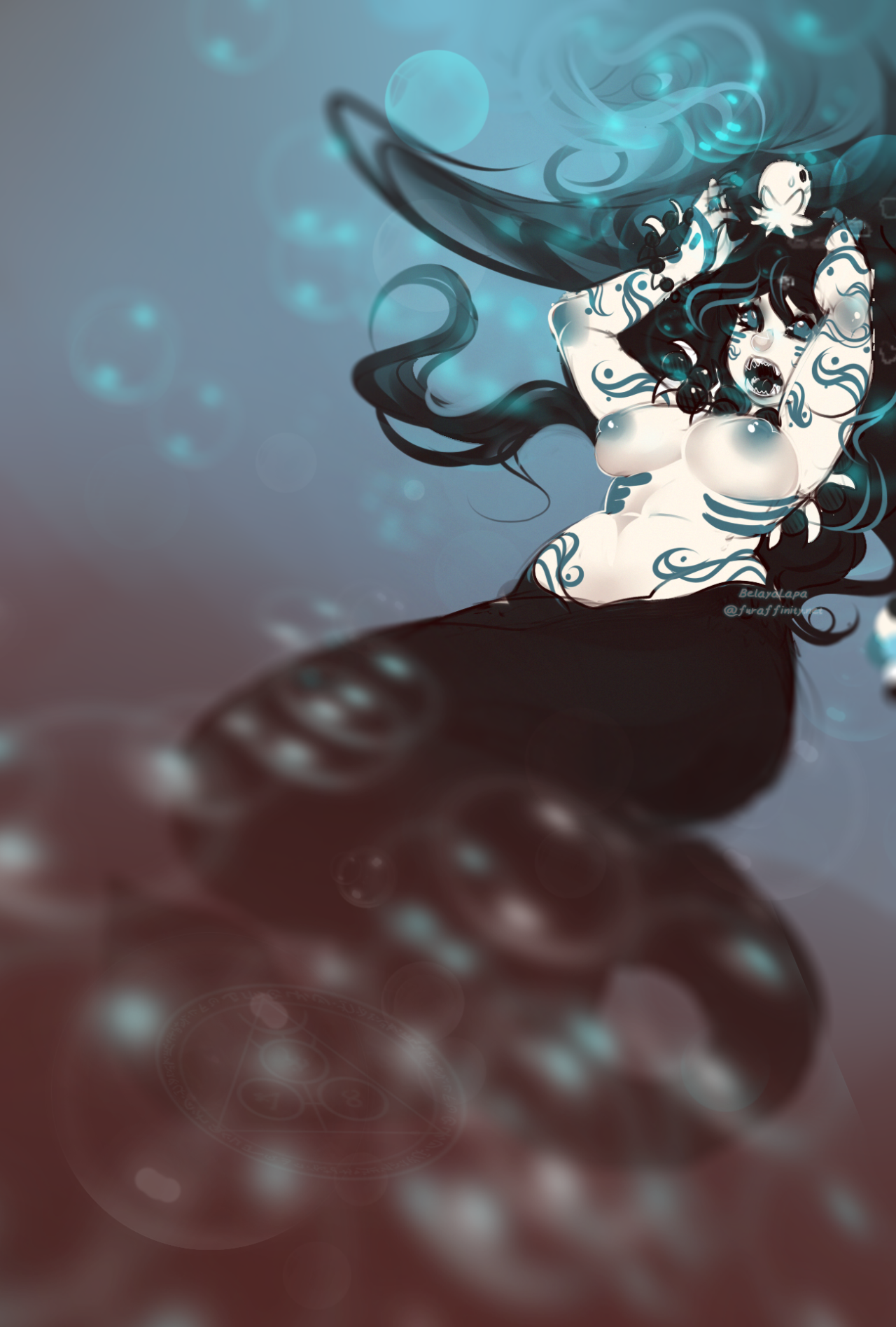 lapa-artwork:  My mer-witch, Merra (aka Maelstrom). Chubs mermaid part of a tribe,