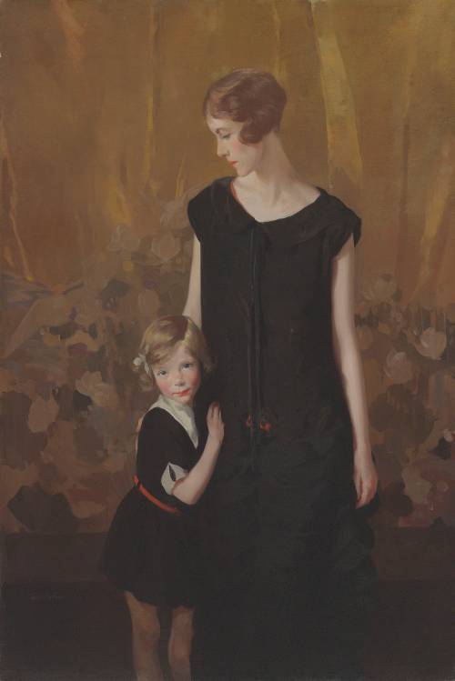 Portrait of Gwen and Diana Gunn, the artist&rsquo;s first wife and daughter (c.1925). Sir Herber