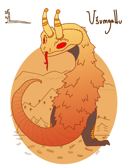 dwollsadventures:The other horned serpent, the ušum bašmu, or ušumgallu. Unlike the previous serpent