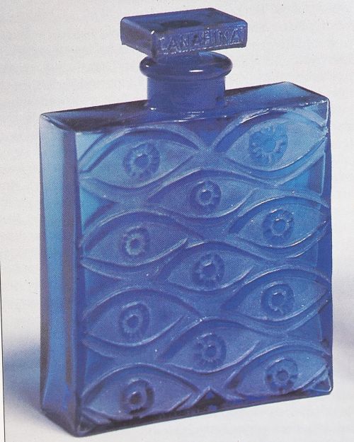 unsubconscious: René Lalique’s 11-eyed blue-glass flacon for Canarina, 1928.