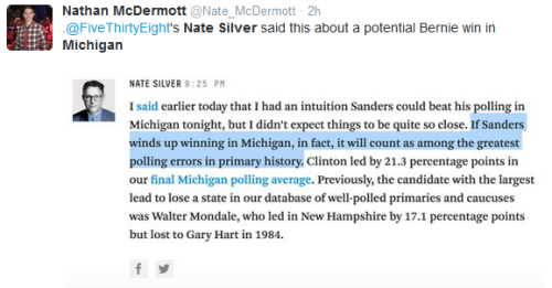 liberalsarecool: essyltinexile: Bernie Sanders was down 20 points in Michigan polls. Look at those e