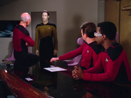 they’re having a fucking official briefing. and picard is just. sitting on the table