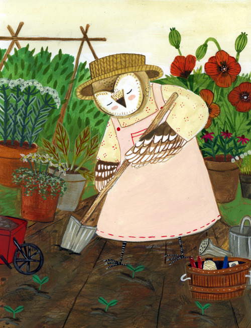 Owl in her garden 