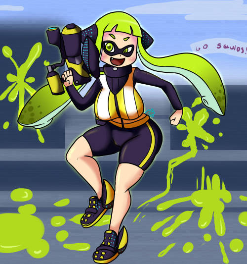 asknikoh:  A commission that ended up having ton of color variationsFemale Inkling from Splatoon.This little shits are too cool.I dont care if i dont have the game (nor a wii u….): I WANT THE AMIIBO!  < |D’‘‘‘