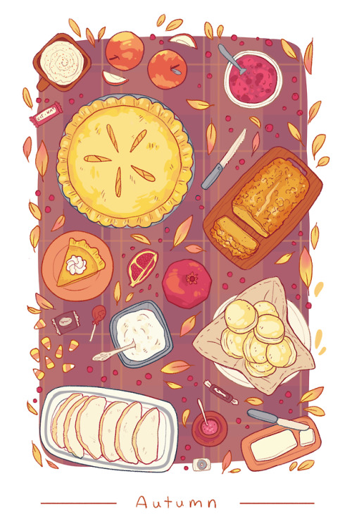 electricgale:Seasonal Posters about food! I did these for my design arts class and I’m pretty proud 