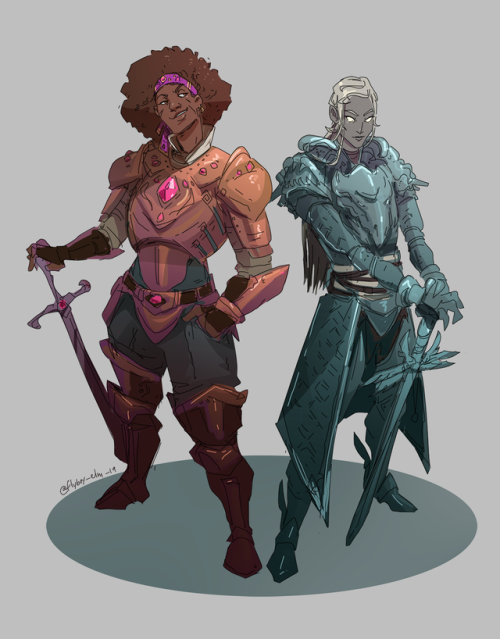 flyboyelm:These are two NPCs from our homegame. Igna Gemblade, local badass merc boss, and Ymir Taij