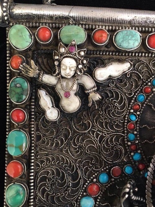 Tibetan Buddhist Ganesh Hanging crafted with Gem Inlay of Coral & Turquoise For more details, or