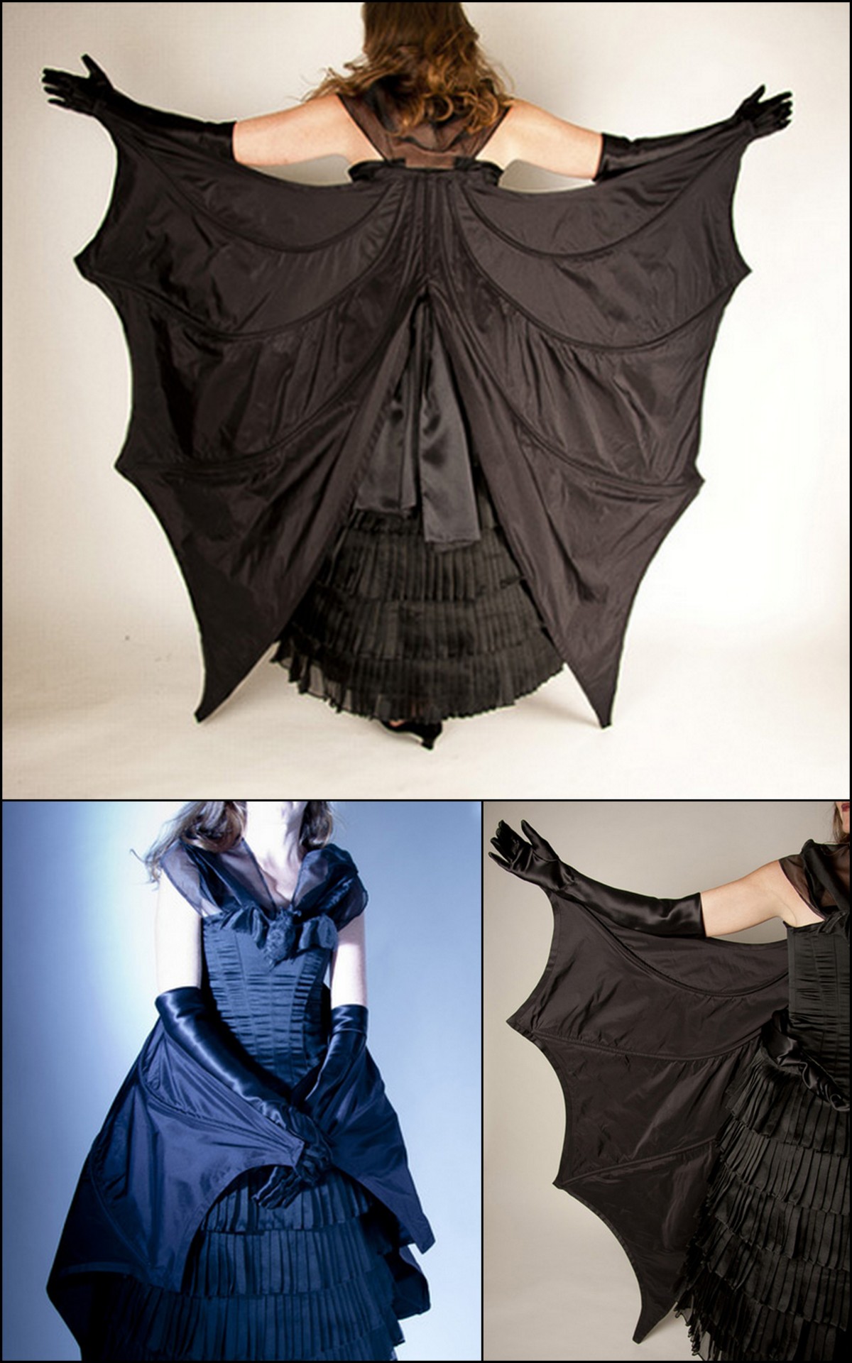 my-graceless-heart:  knitmeapony:  halloweencrafts:  DIY Bat Dress Pattern from EvaDress.