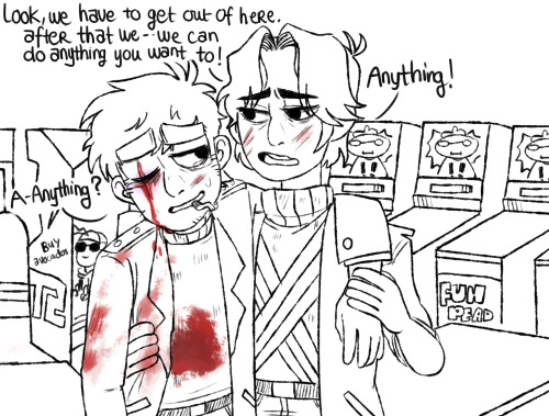 trashpandaballs:  Worst time to propose to your boyfriend: when both of you are being surrounded by zombies in an abandoned arcade and you’re dying.  O H