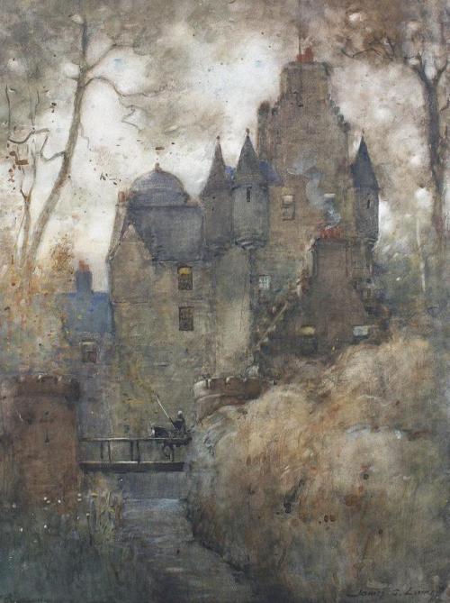 James Garden Laing (1852 - 1915) - Guarding the Castle. Watercolour.