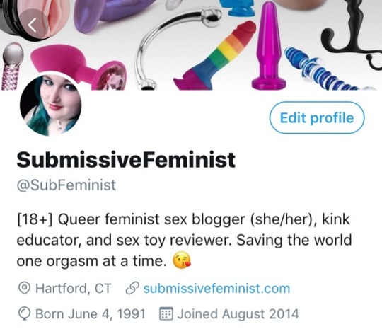 submissivefeminist:  Don’t forget to follow me on Twitter for content updates and life stuff. I mean, I mostly make fun of boys on dating sites but you know. 