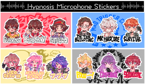 laughing-egg: Hypnosis Microphone stickers are done!! These will be up on my etsy reaaaaal soon (in 