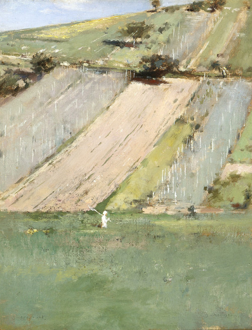 Theodore Robinson, (1852-1896), “A Hillside, Giverny”. Oil, 1887, LACMA.