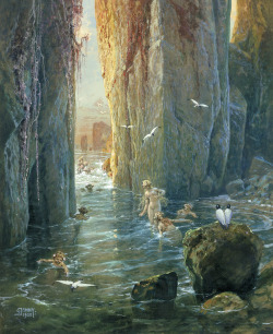 Vcrfl:  Georg Janny: Sirens Bathing On The Sea Shore, 1922.