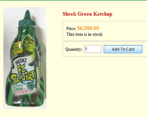 2000ish:I found a store that sells Shrek ketchup, only $6,500!