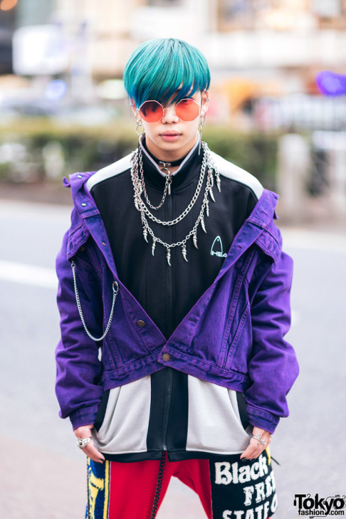 Shiryu and Ken - both 18 years old - on the street in Harajuku wearing fashion by Broke City Gold (t