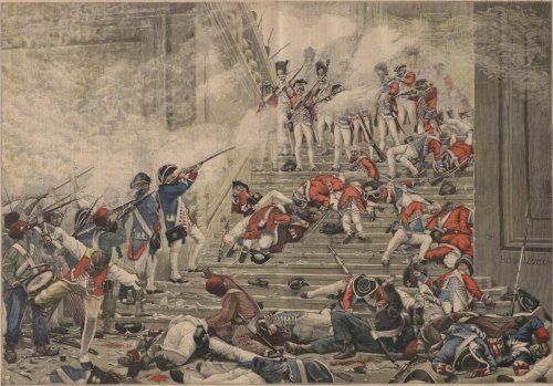 La Prise des Tuileries, painted in 1892 by Henri-Paul Motte. It depicts the infamous battle during t