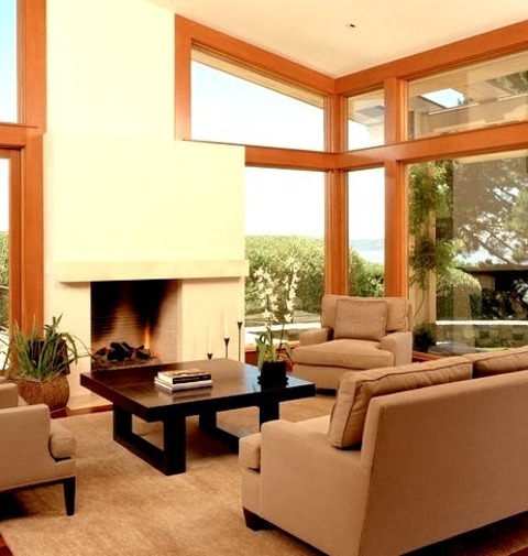 Open Living RoomExample Of A Large Trendy Open Concept Medium Tone Wood Floor Living Room Design With