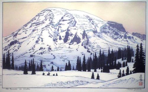 nihon-bijutsu: Mt. Rainier in Winter, 1972, Toshi Yoshida www.wikiart.org/en/toshi-yoshida/m