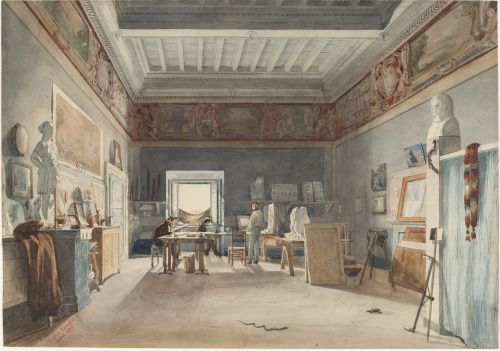 Joseph-Eugène Lacroix, A Studio in the Villa Medici, Rome 1835 - A snake and a tortoise, presumably 