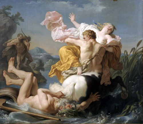 masterpiecedaily:Louis-Jean-Francois LagreneeThe Abduction of Deianira by the Centaur Nessus1755
