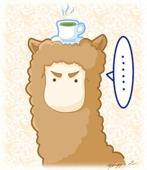 7-percent-solution:Llama!Lock is ready for tea time…not sure how he’s going to get it off his head, 
