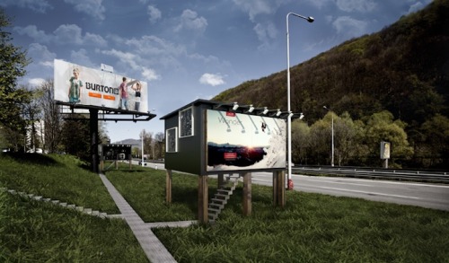 mymodernmet:  In an effort to provide homeless people with an innovative shelter option for living and sleeping, the Slovakian firm DesignDevelop created the Gregory Project as a way to offer alternative living spaces that also function as billboard