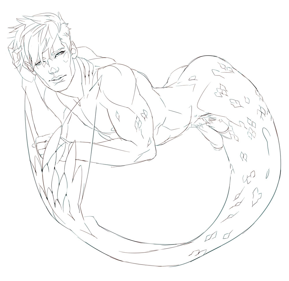paexie:  My second attempt at that merman commission.