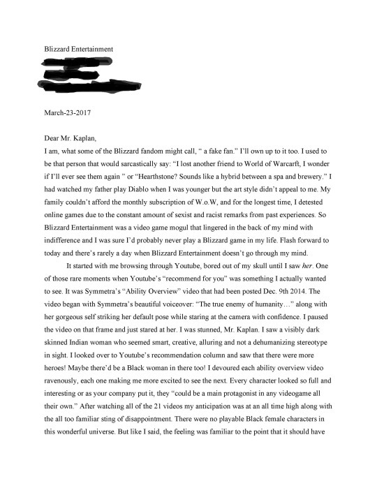 So I wrote a letter to Jeff Kaplan, and today in the mail I got a response back...