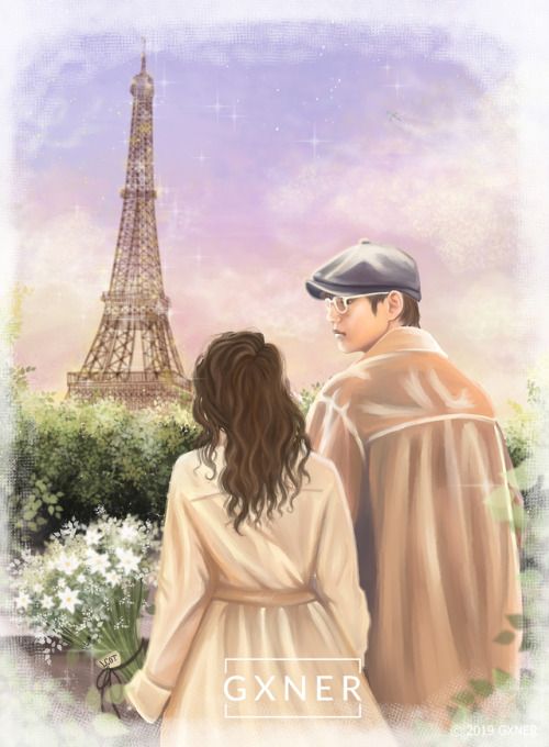 “Taephia” goes to Paris-I did this piece for one of my best friend’s birthdays! -DIGITAL ART-ART ON: