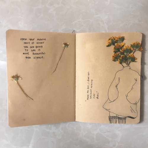 scribbleggs:  my fav journal entries in my little flower-themed journal 