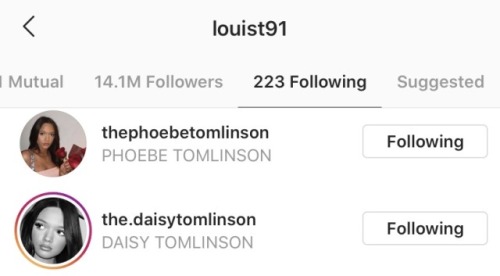 Louis followed Daisy and Phoebe on Instagram - 7/4