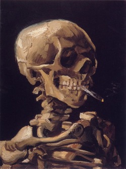 gghostwhite:  *tHIS IS THE BEST THING I’VE EVER SEEN FROM VAN GOGH BYe*  Author: Vincent Van Gogh Tittle: Skull with a Burning Cigarette Date: 1885 or early in 1886 