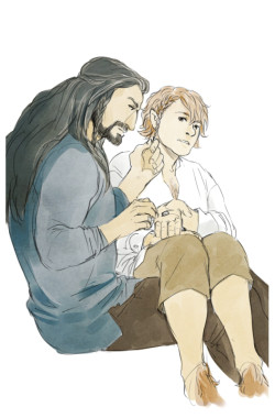 Kaciart:   Lacefedora Said: Bilbo Putting A Bead In Thorin’s Hair. Or Bilbo Adding