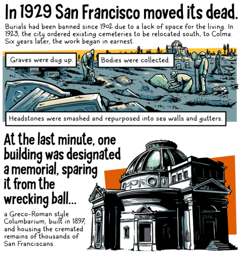 true-me-snafu:  andywarnercomics:  In honor of Day of the Dead, here’s a repost of my comic about the San Francisco Columbarium and the man who spent 26 years restoring it. This comic originally appeared on Medium at The Nib. Go check out my other