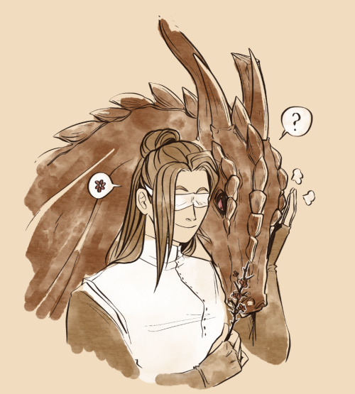 Bunch Of Doodles Made For A XueXiao Event On Twitter! Fantasy AU Month So Here Dragon!Xue And Whitemage!Xiao