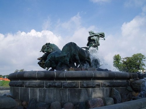 Gefion Fountain on the harbour front of Copenhagen (Zealand, Denmark).According to theProse Edda, th