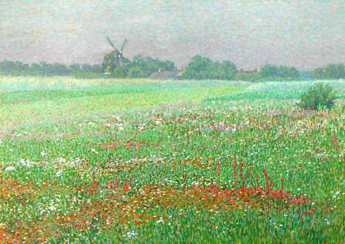St. Jan Flower Field  , Laren   -    Co BremanDutch,1865-1938.Oil on canvas, 40 x 55,5 cm.