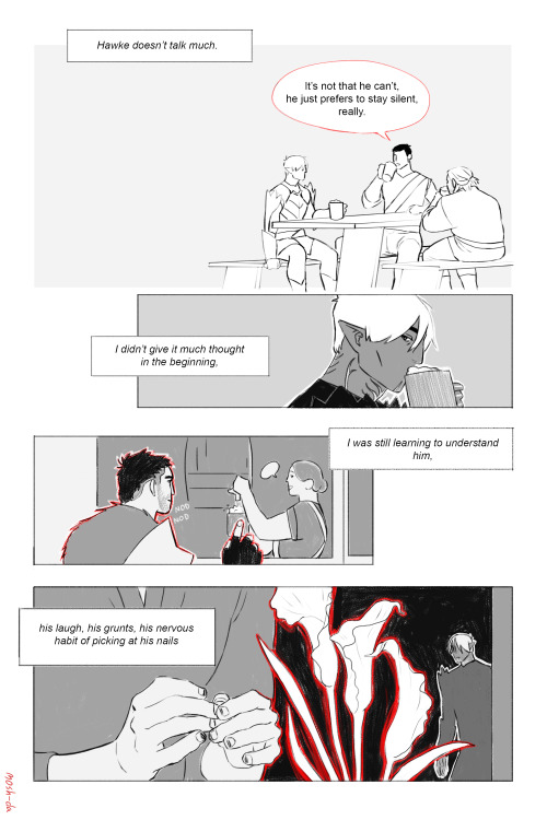 calicostorms: mosh-da:All That Remains  [IMAGE IDs: A comic in three images drawn in black, white, a