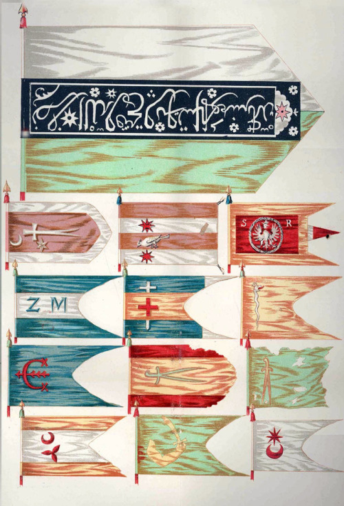 Károly Cserna - Transylvanian and Turkish military flags from 1600s (1898).