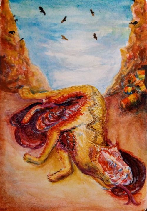 salamanderpie: Yeehawgust: El Chupacabra + Vultures Circling
